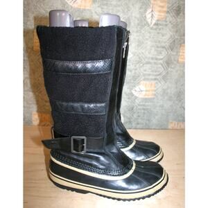 Sorel Helen of Tundra Black Leather& Wool Winter Boots 9 / 41 1/3
